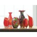 Red Floral Flow Glass Vase